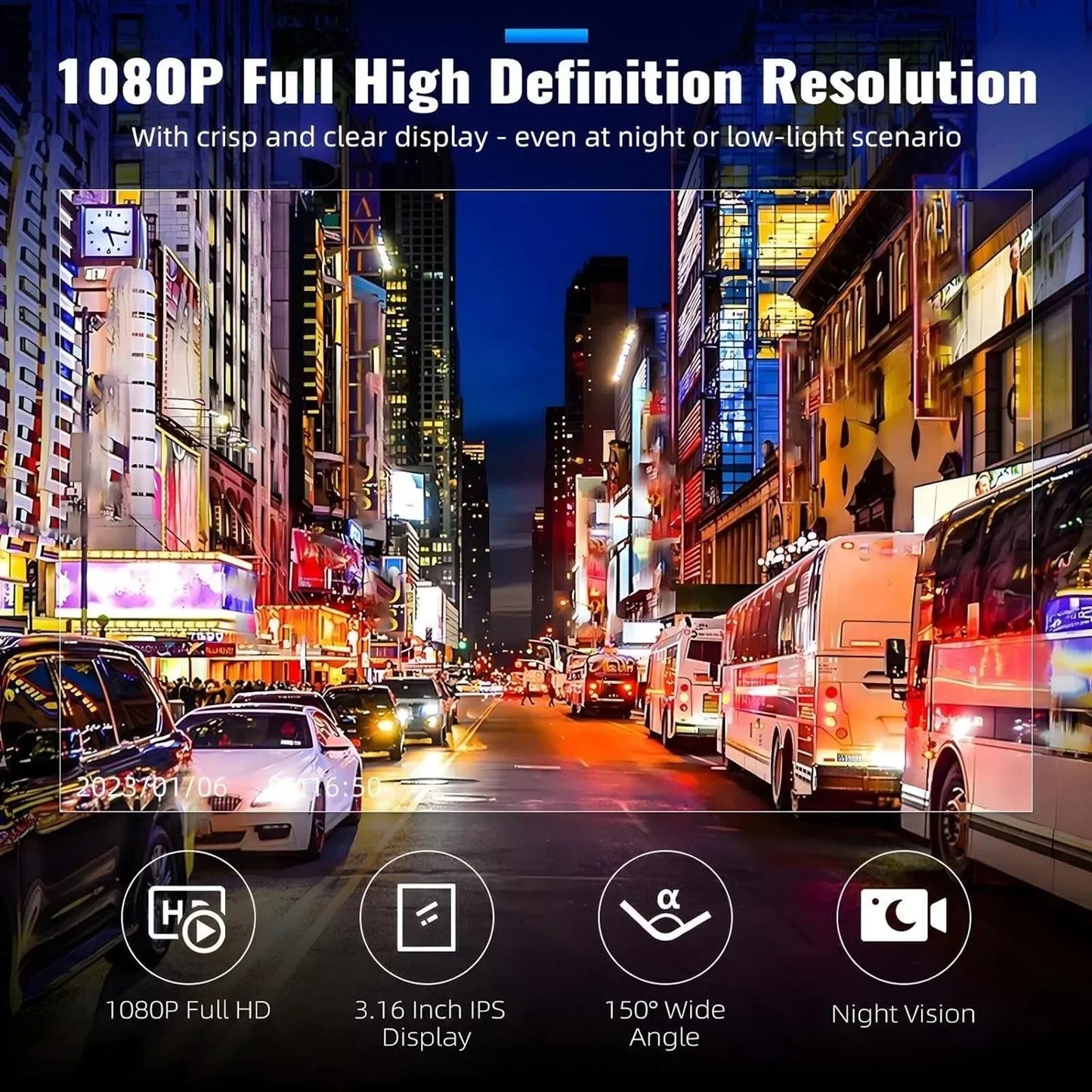 1080P HD Front- und Rückfahrkamera, 1 Stück, Autokamera