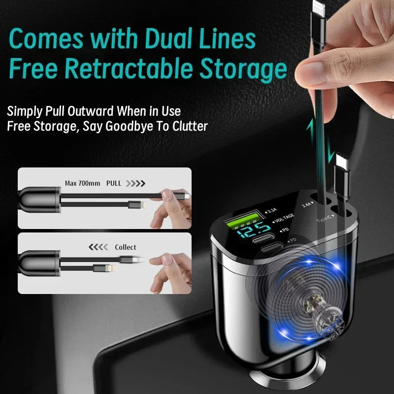 Ultraschnelles Laden: Fünf-in-Eins-USB-Autoladegerät mit intelligenter Digitalanzeige